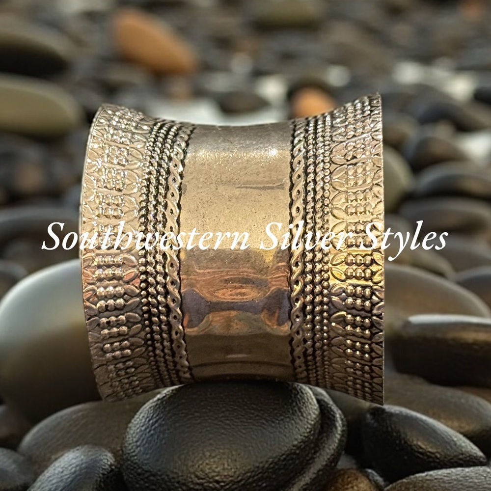 Southwestern Boho Chic Urban Cowgirl Silver Plated Iron Cuff Bracelet